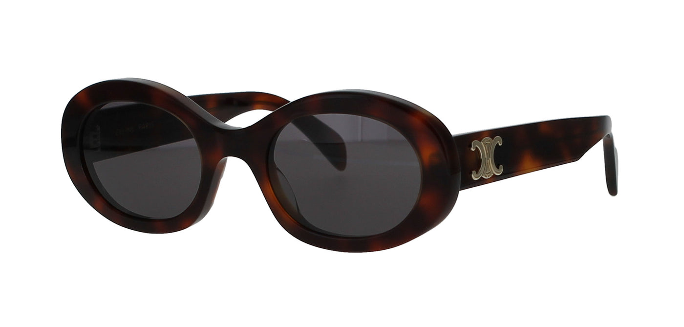 CELINE Dark Havana Frame Oval Sunglasses | Fashion Eyewear US display picture 2