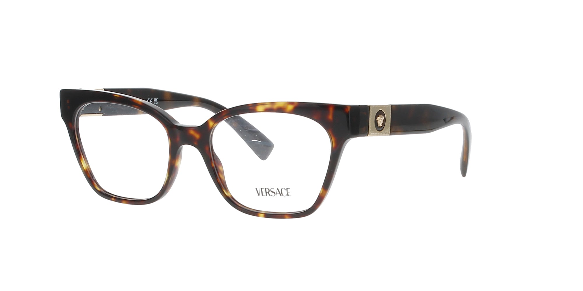 Glossy Havana Versace Frame Rectangle Glasses | Fashion Eyewear