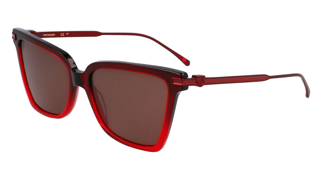 Red Ferragamo Rectangular Sunglasses with Dark Lens Amazon.com: FERRAGAMO Sunglasses SF 1079 S 614 Burgundy Rose  main image 3