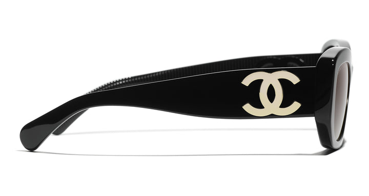 CHANEL Acetate Rectangle Sunglasses 5493 Black Brown 1319223