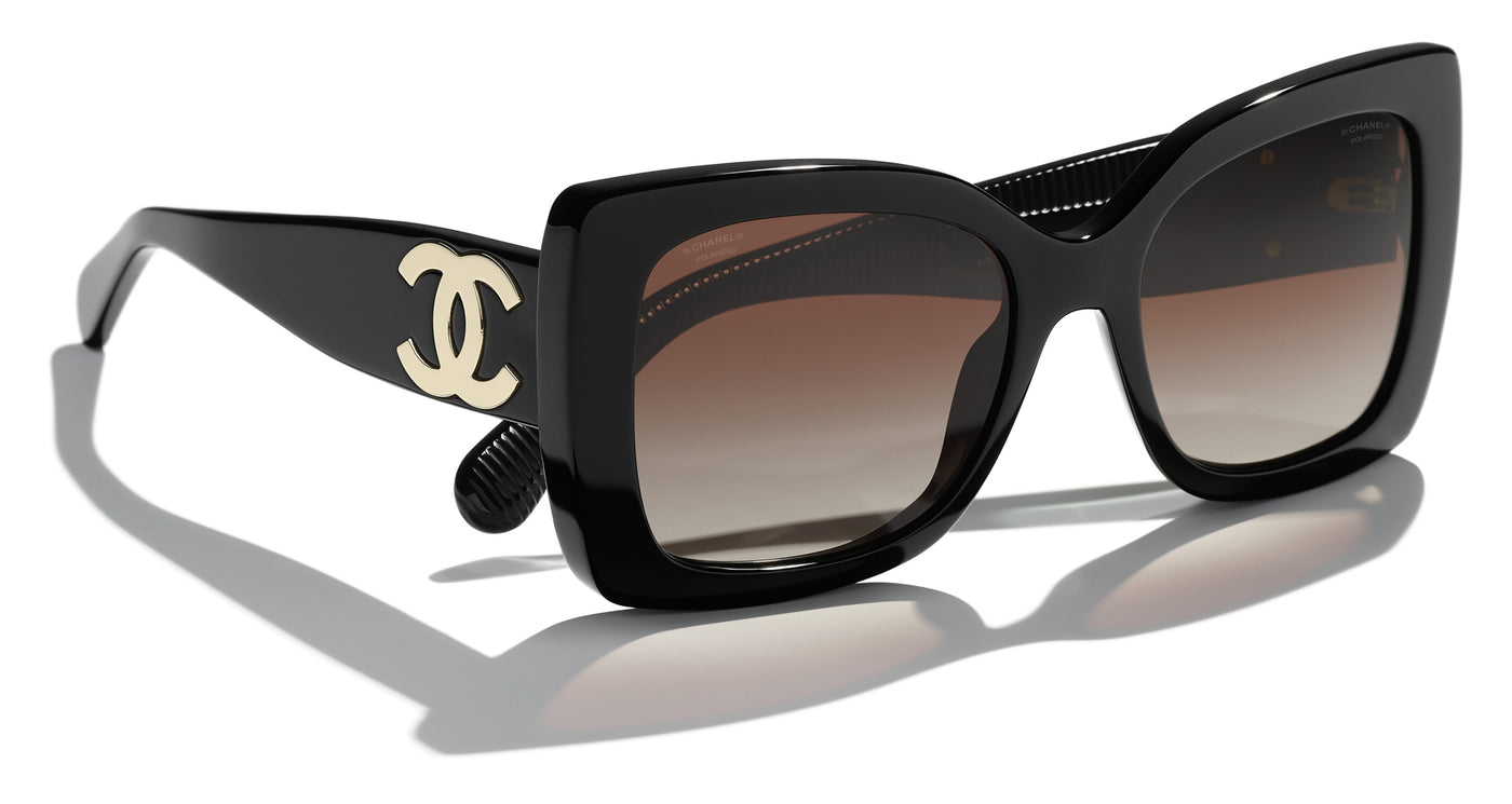 Chanel 5435 C622/S6 Black & Gold Rectangle Sunglasses