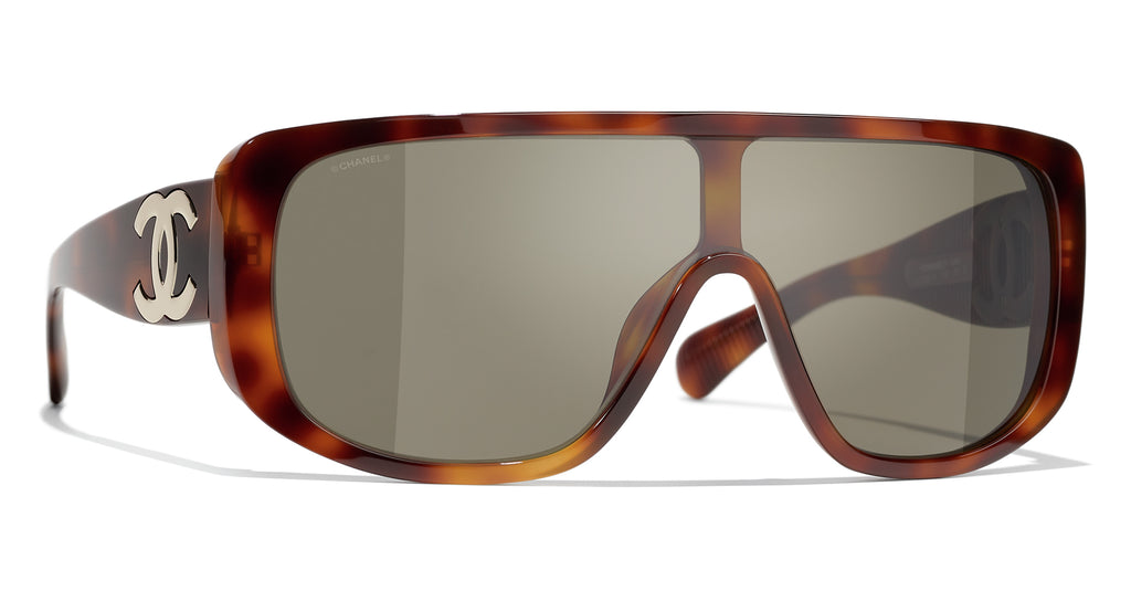 Chanel 5495 Sunglasses Black/Brown Shield Women