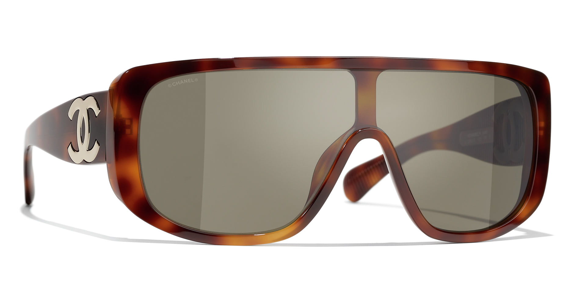 Chanel - Shield Sunglasses - Black Beige Brown - Chanel Eyewear