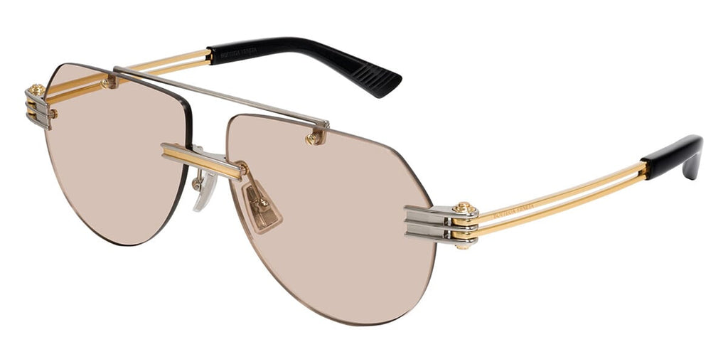 Bottega Veneta BV1342S #colour_shiny silver and gold/brown with light mirror