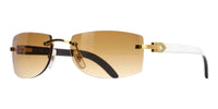 Cartier CT0017RS #colour_shiny gold with genuine white buffalo horn/brown with light white flash mirror