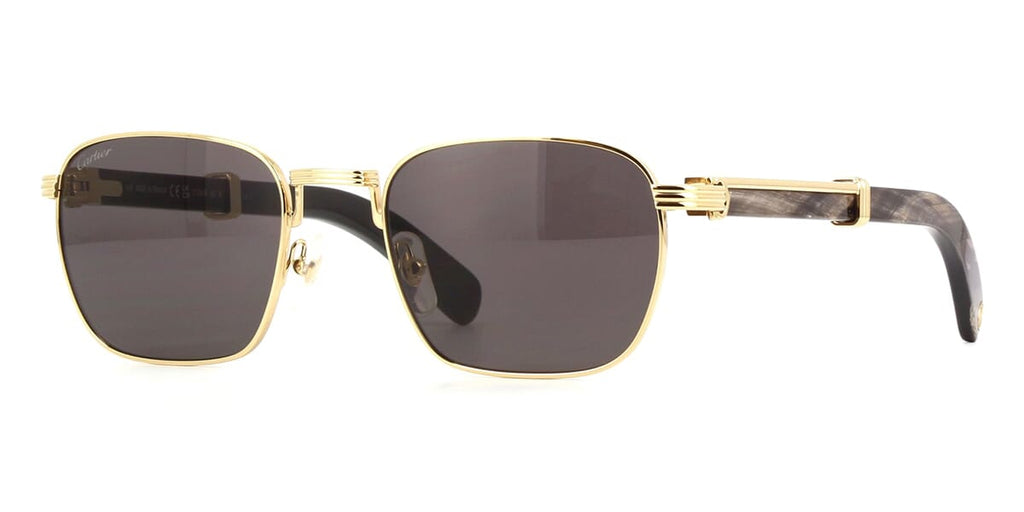 Cartier CT0363S #colour_shiny gold with black genuine buffalo horn/grey with light mirror