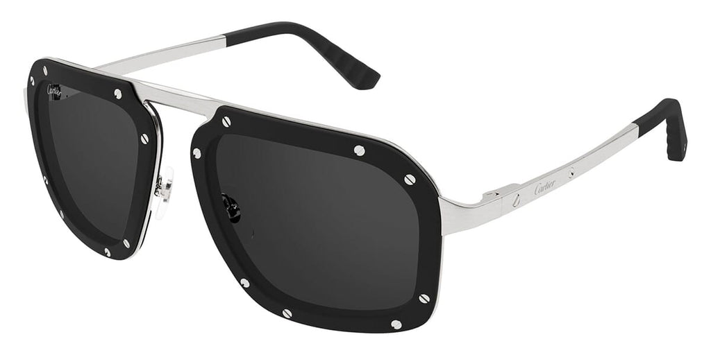 Cartier CT0573S #colour_matte black and silver/grey smoke with light mirror polarised