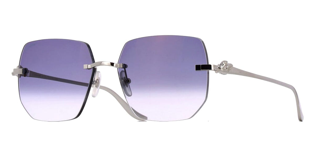 Cartier Panthere CT0549S #colour_shiny silver/grey to clear gradient with gold mirror