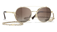 Chanel 4291 #colour_pale gold frame./gradient brown polarised (clip on) with clear blue-violet light filter lenses.