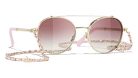 Chanel 4291 #colour_pale gold frame./gradient fuchsia (clip on) with clear blue-violet light filter lenses.