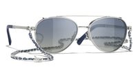 Chanel 4292 #colour_silver frame./gradient blue (clip on) with clear blue-violet light filter lenses.