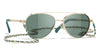 Chanel 4292 #colour_pale gold frame./solid green (clip on) with clear blue-violet light filter lenses.