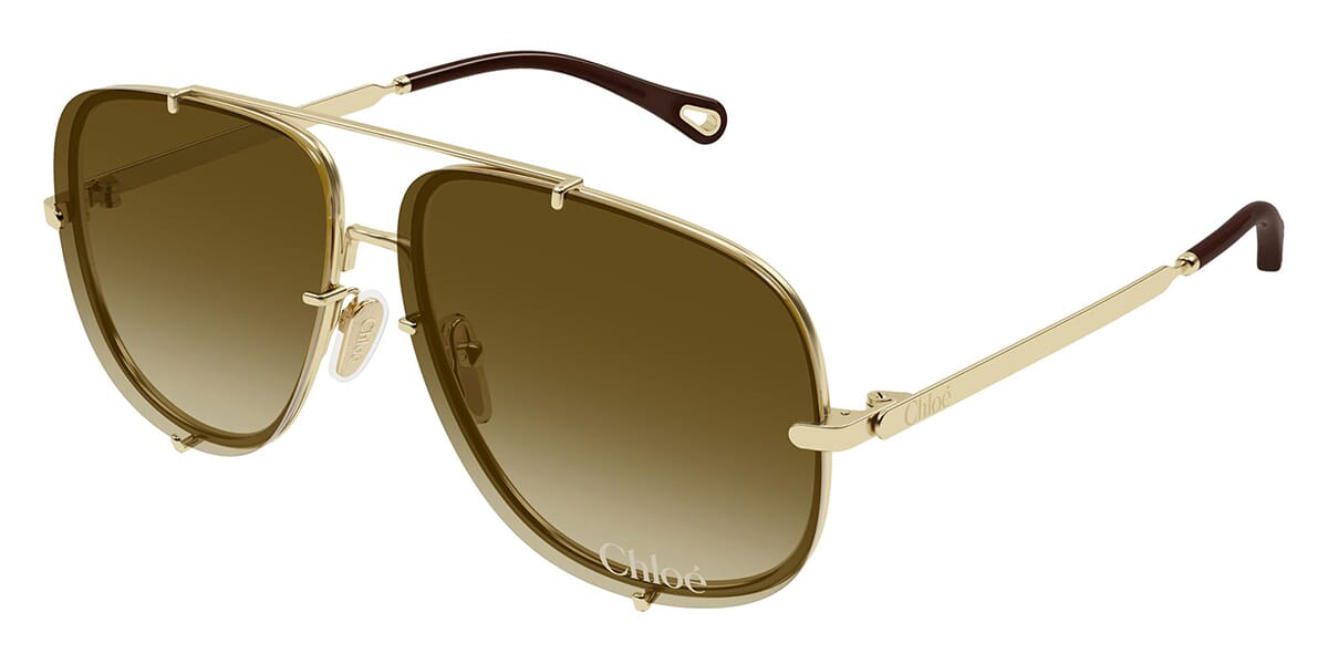Chloé Aviator Sunglasses in Brown Gradient Chloe Sunglasses CH0145S 003 Gold Blue Brown Gradient | eBay main image 3