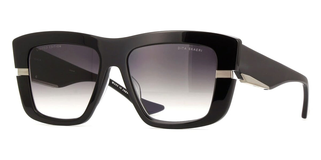 Dita Skaeri DTS428 #colour_shiny black and brushed silver/dark grey to clear gradient with detachable brushed silver mesh