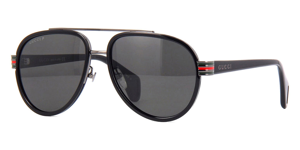 Gucci GG0447S #colour_black and dark ruthenium/grey polarised
