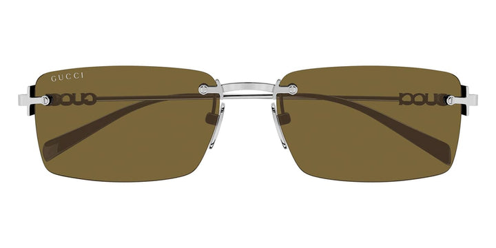 NEW Gucci GG1941S Silver Brown Rimless Unisex Sunglasses $545 Gucci GG1941S Rimless Sunglasses in Silver Brown – Designer  main image 2