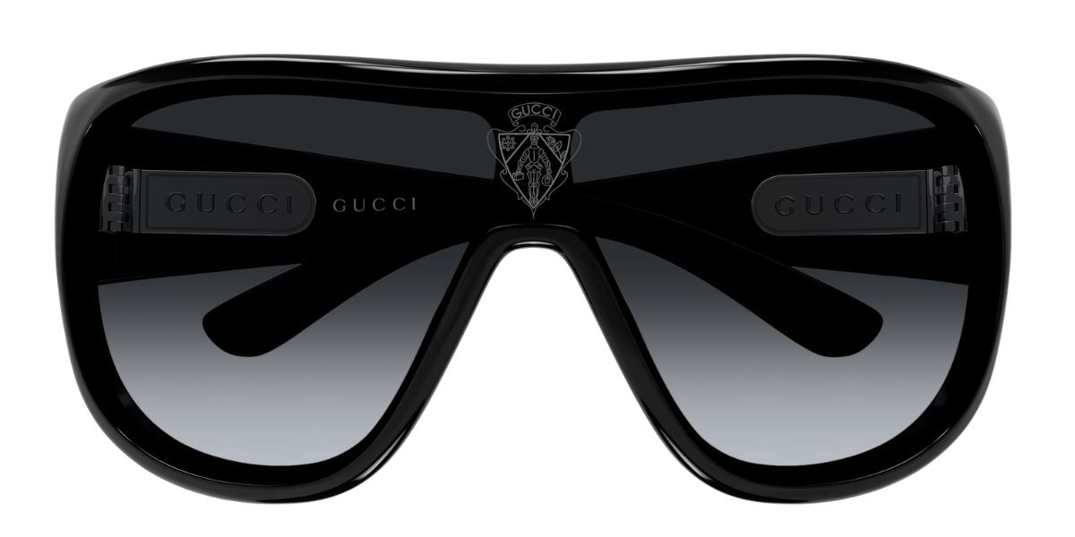 Gucci GG2168S 008 Sunglasses Shiny Black Shield Frame, Grey Gradient Lenses Gucci Men main image 4