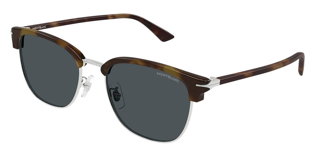 Montblanc MB0439SA #colour_shiny dark havana on silver/grey with light mirror