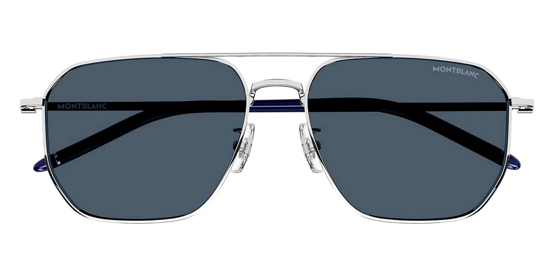 NEW MONTBLANC SUNGLASSES SILVER BLUE UNISEX EYEWEAR MONTBLANC MB0367SA 004 Montblanc MB0367SA Sunglasses | OnlyLens.com main image 4