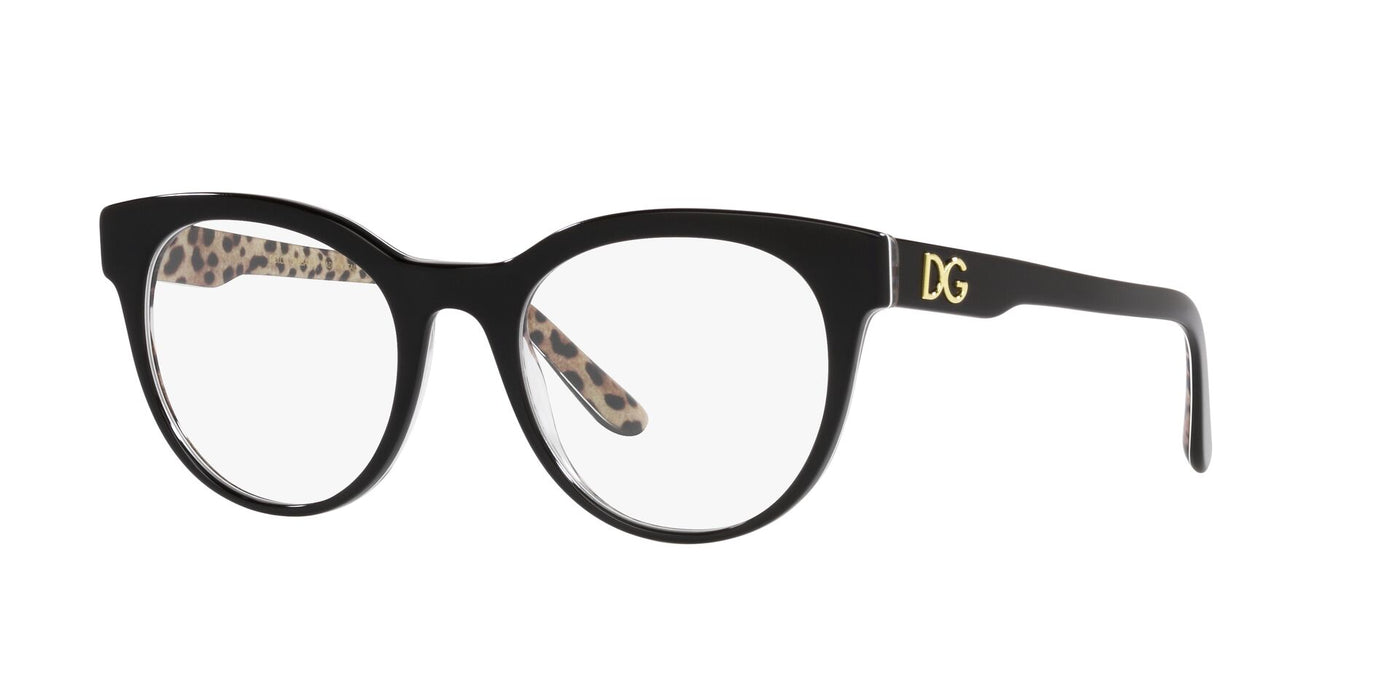 Dolce&Gabbana DG3334 Top Black On Leo Brown #colour_top-black-on-leo-brown