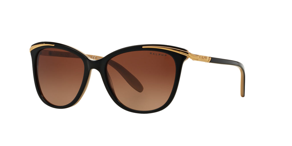 Ralph by Ralph Lauren RA5203 Shiny Black On Nude & Gold/Polarised Gradient Brown #colour_shiny-black-on-nude-&-gold-polarised-gradient-brown