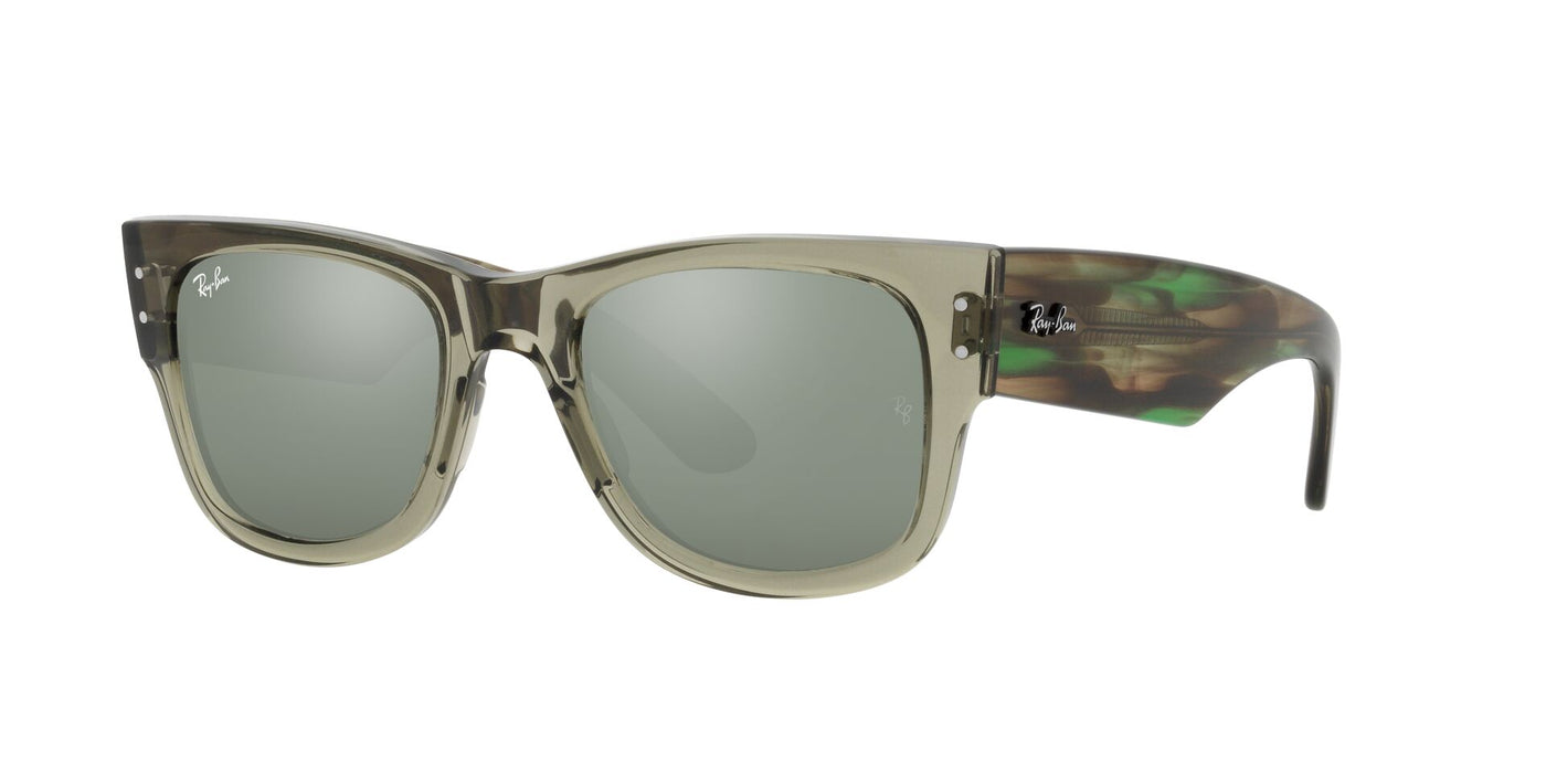 Ray-Ban Mega Wayfarer RB0840S Transparent Green/Grey Mirror #colour_transparent-green-grey-mirror