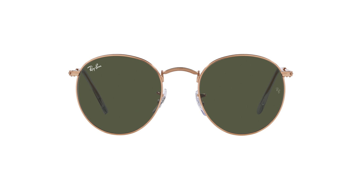 Ray-Ban Round Metal RB3447 - Medium Rose Gold/Green #colour_rose-gold-green