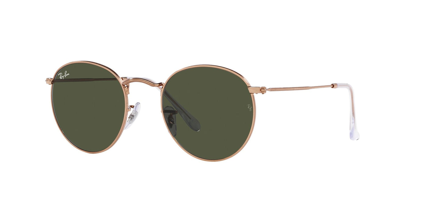 Ray-Ban Round Metal RB3447 - Small Rose Gold/Green #colour_rose-gold-green