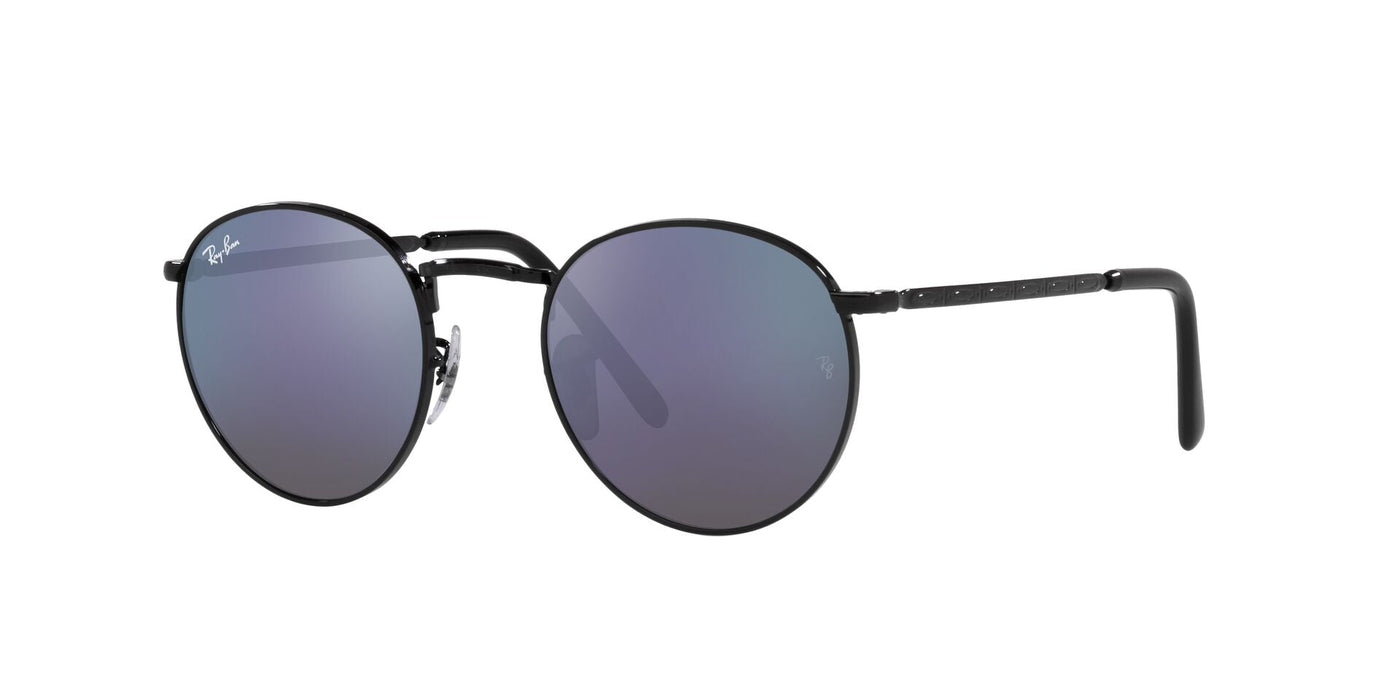 Ray-Ban New Round RB3637 Black/Green Mirror Blue #colour_black-green-mirror-blue