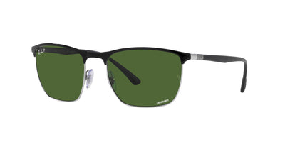 Ray-Ban RB3686 Black On Silver/Polarised Dark Green #colour_black-on-silver-polarised-dark-green