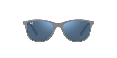 Ray-Ban Junior RJ9077S Grey On Rubber Orange/Dark Blue Mirror #colour_grey-on-rubber-orange-dark-blue-mirror