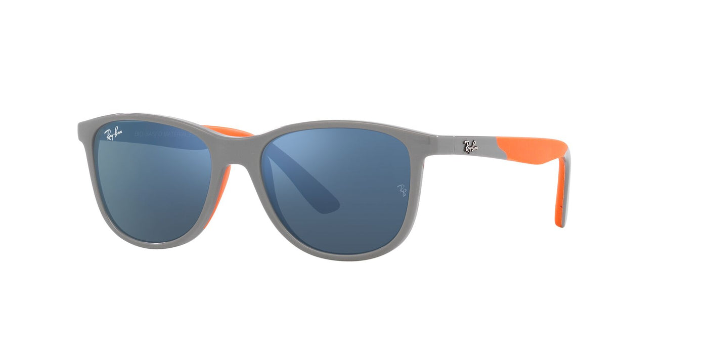 Ray-Ban Junior RJ9077S Grey On Rubber Orange/Dark Blue Mirror #colour_grey-on-rubber-orange-dark-blue-mirror