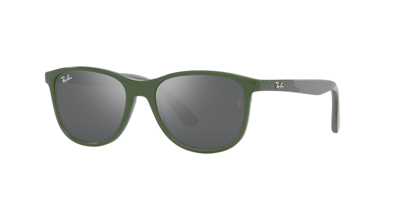 Ray-Ban Junior RJ9077S Green On Rubber Gray/Grey Silver Mirror #colour_green-on-rubber-gray-grey-silver-mirror