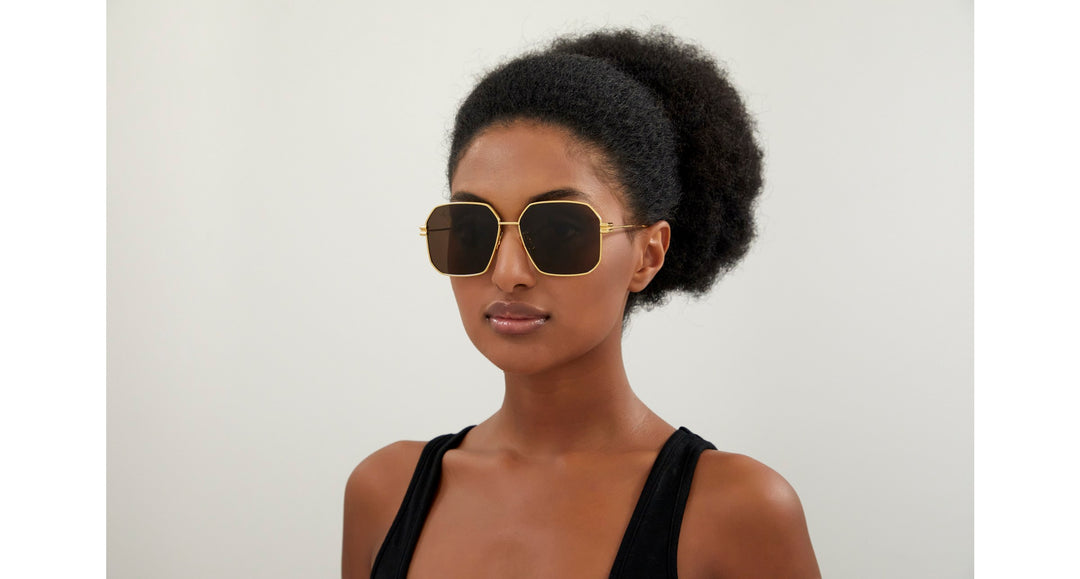 Bottega Veneta BV1108SA 001 Square Sunglasses - Gold / Grey BOTTEGA VENETA Gold Square Frame Sunglasses BV1108SA with  main image 2