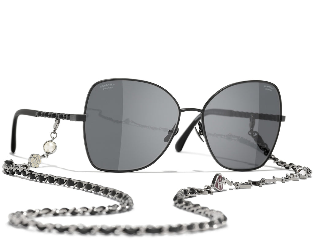CHANEL 4274Q Butterfly Metal & Calfskin Sunglasses
