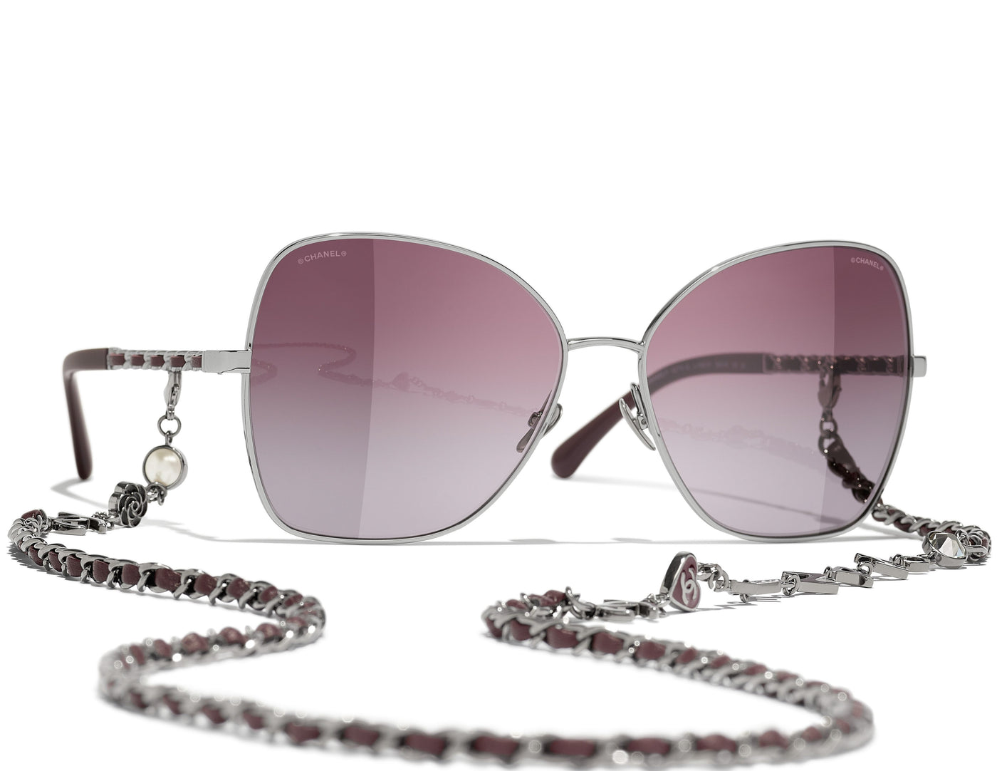 CHANEL 4274Q Butterfly Metal & Calfskin Sunglasses | Fashion