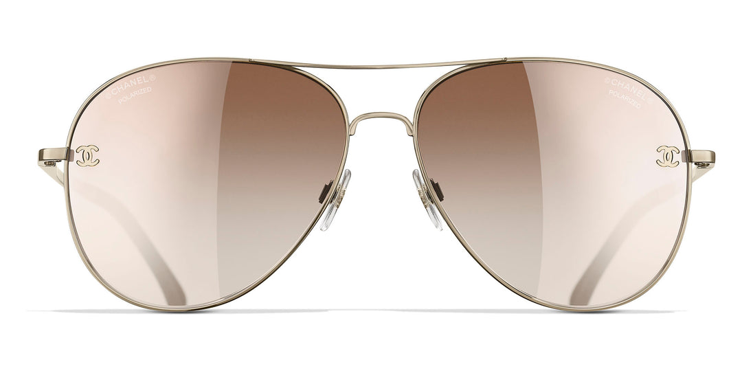 CHANEL 4189TQ Aviator Titanium & Calfskin Sunglasses