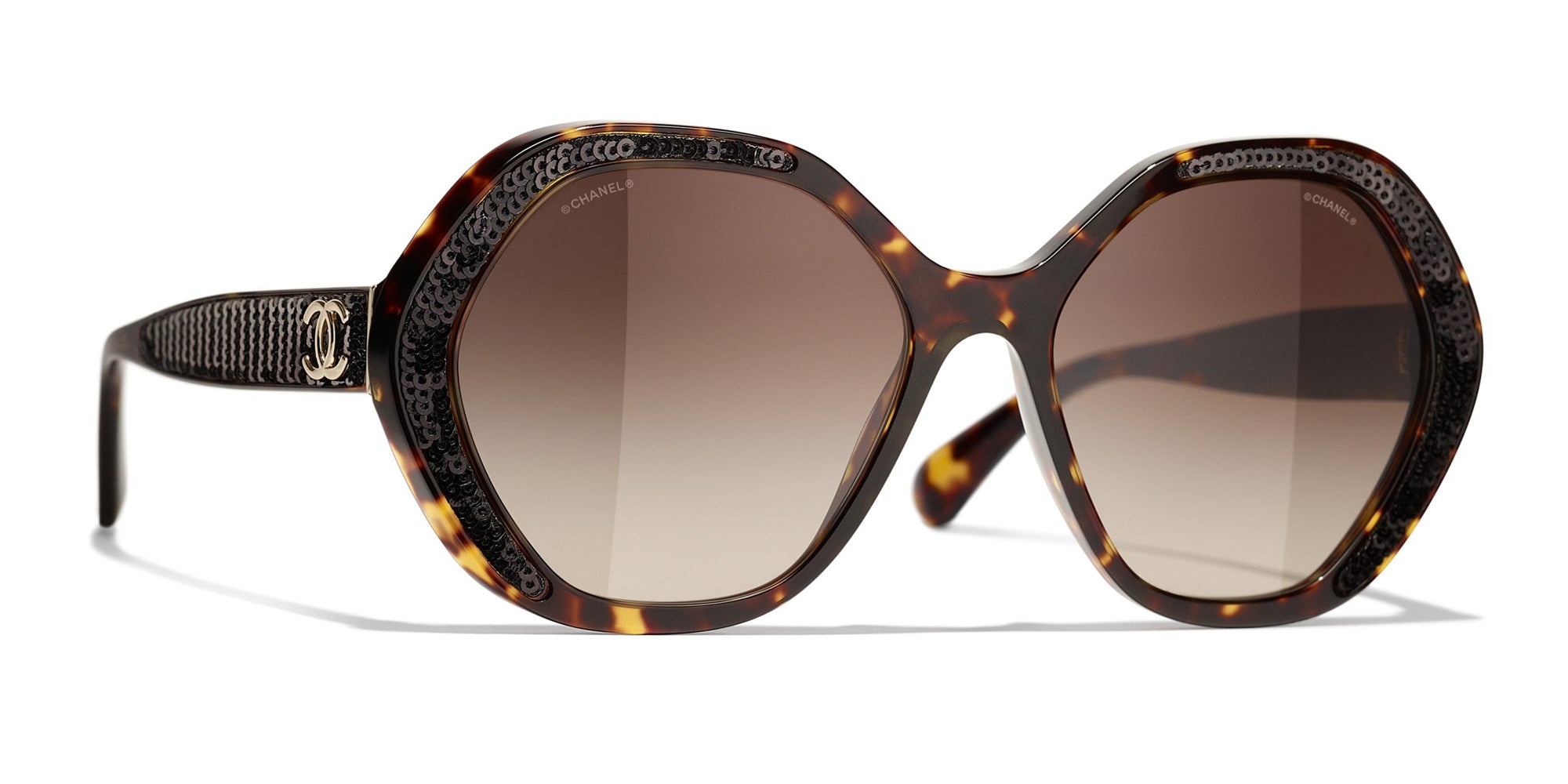Chanel Round Sunglasses - Acetate, Dark Blue and Gold - Polarized - UV Protected - Women's Sunglasses - 5489 C503/S2