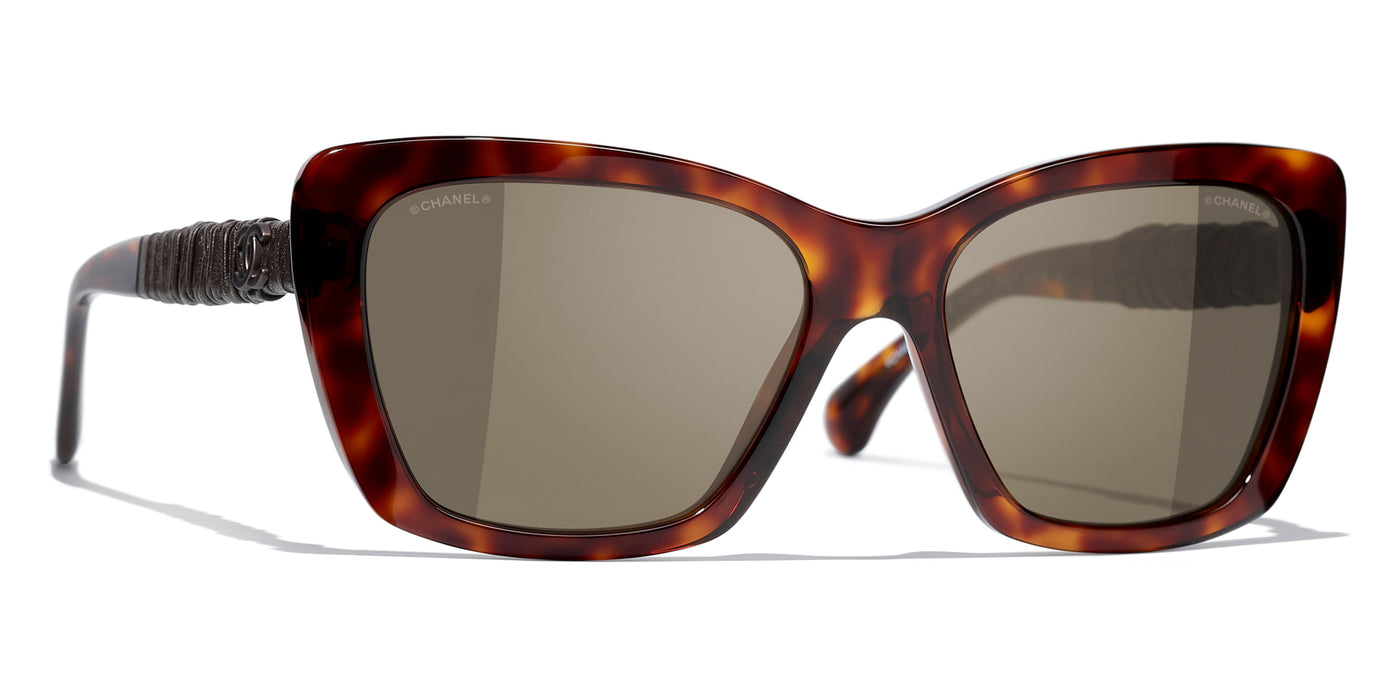 Chanel Brown Tortoise Shell Acetate Frame and Swarovski Crystal Sunglasses  5080-B - Yoogi's Closet