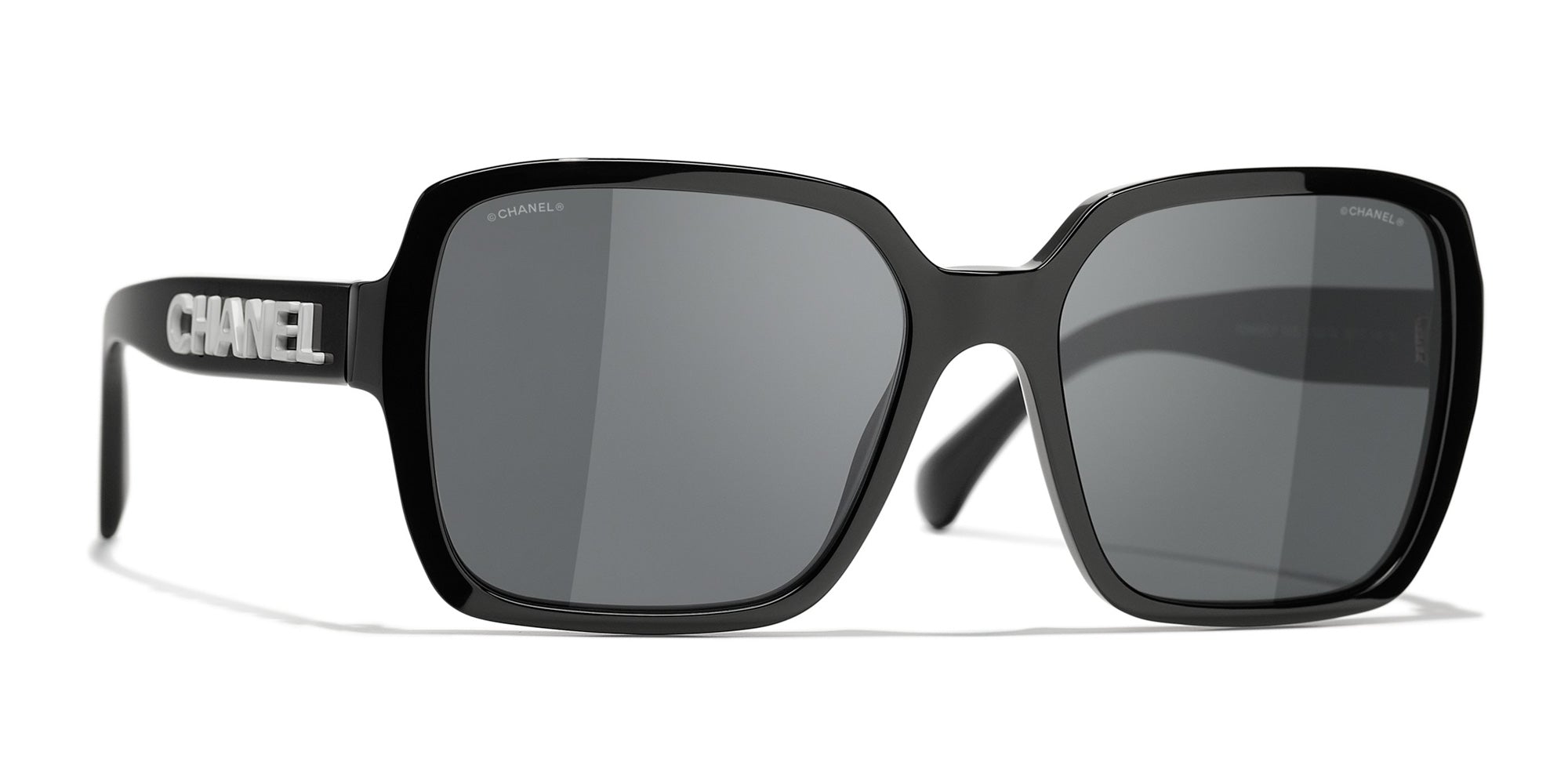 Chanel - Square Sunglasses - Black White Gray