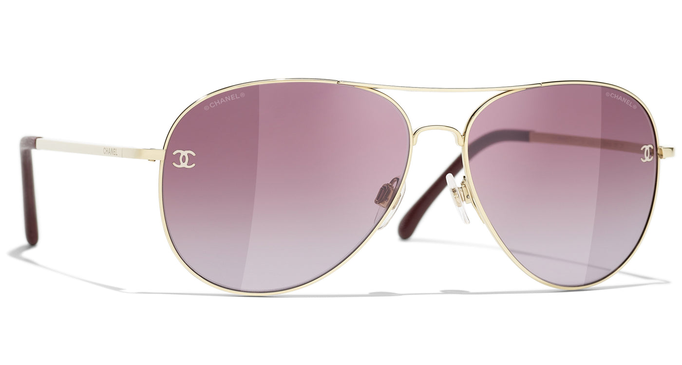 CHANEL 4189TQ Aviator Titanium & Calfskin Sunglasses