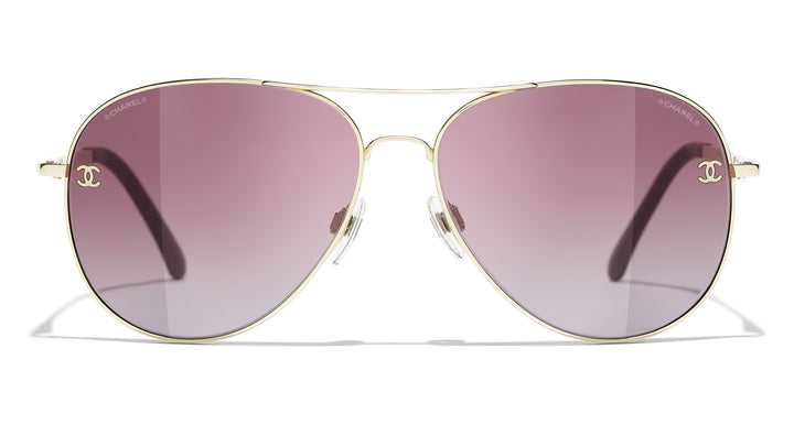 CHANEL 4189TQ Aviator Titanium & Calfskin Sunglasses | Fashion