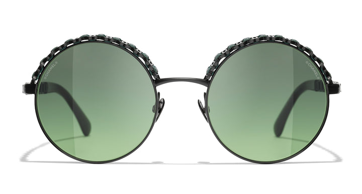CHANEL 4265Q Round Metal & Calfskin Sunglasses | Fashion Eyewear US