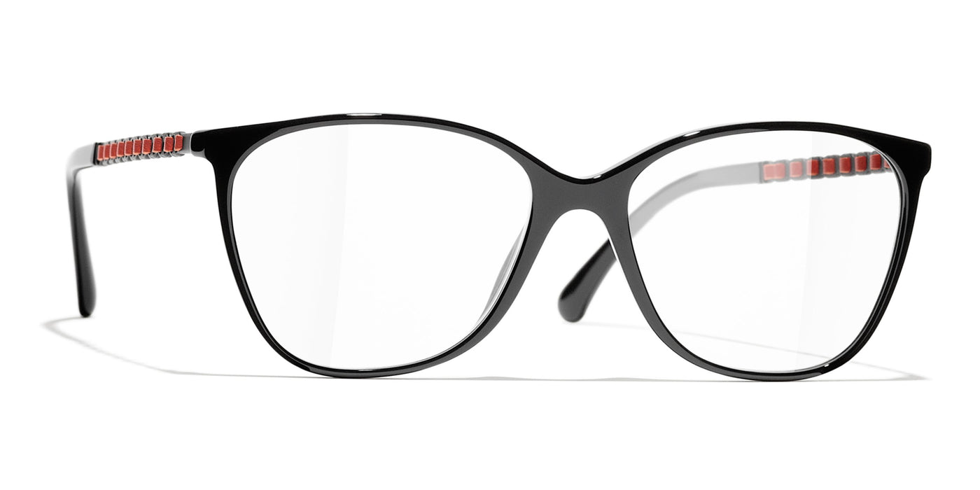 CHANEL 3408Q Square Metal & Calfskin Glasses