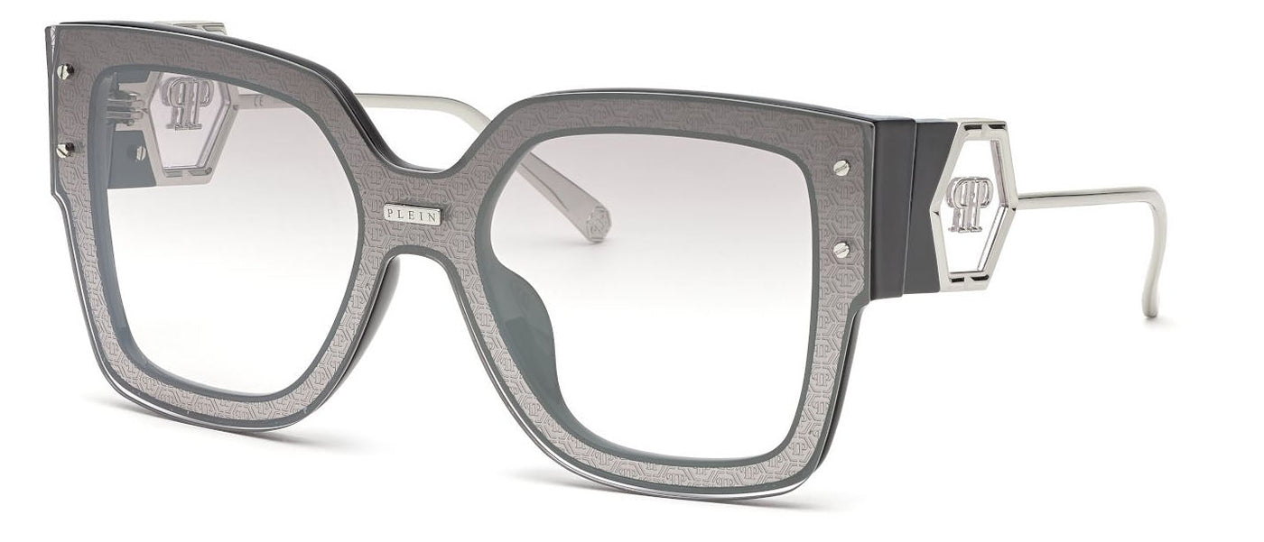 Philipp Plein SPP041M Total Shiny Black/Clear-Sliver Mirror #colour_total-shiny-black-clear-sliver-mirror