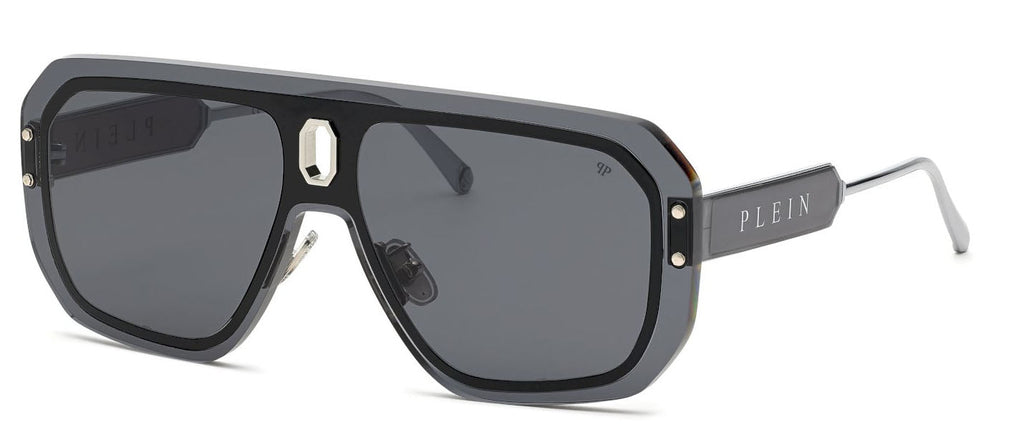 Philipp Plein Black Shield Sunglasses with Gradient Smoke Lenses Philipp Plein Smoke Pilot Men main image 2