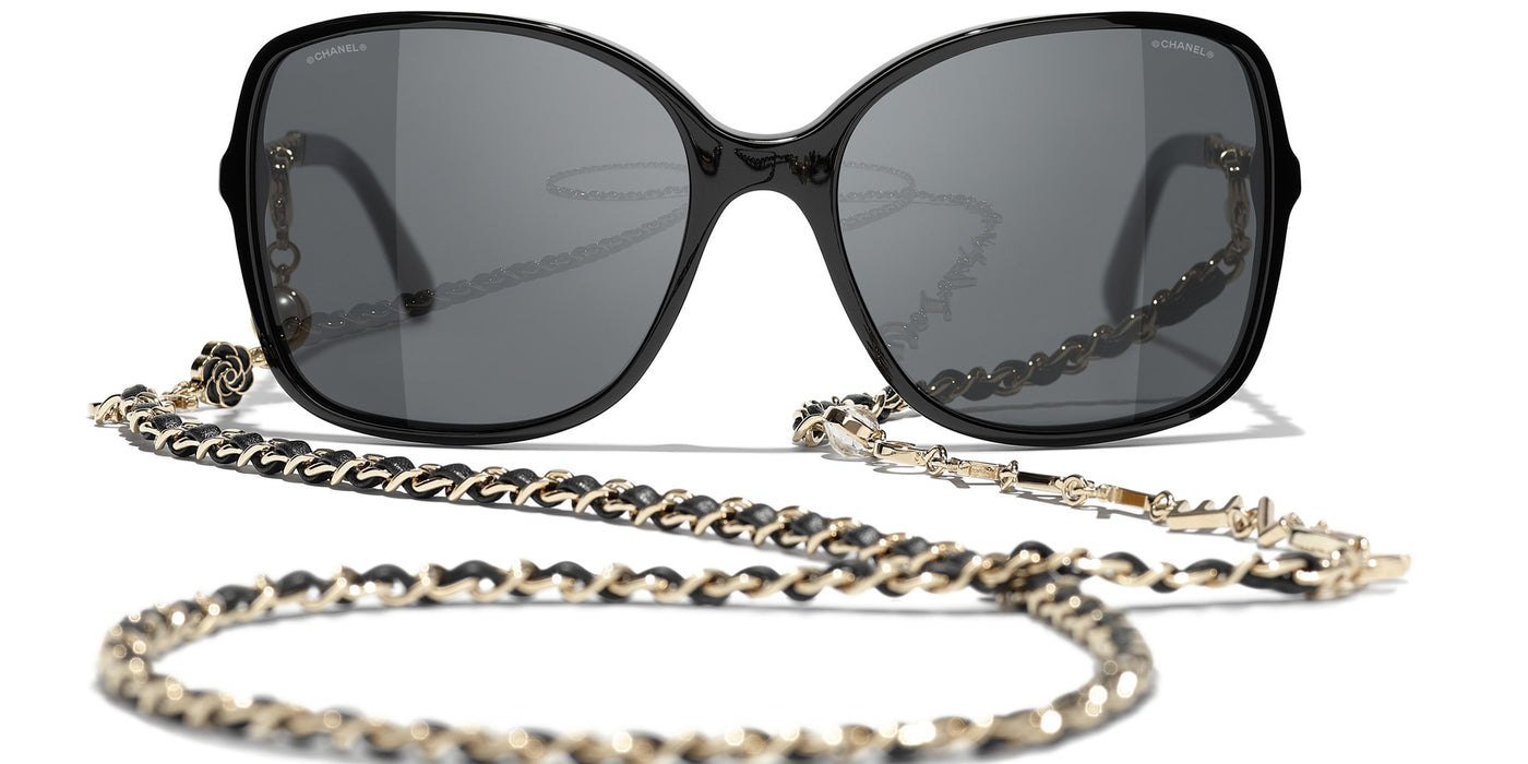 Chanel 5210Q C622/S4 Square Sunglasses Black 57mm