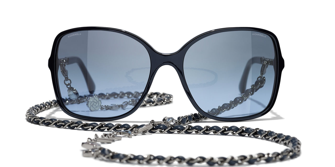 CHANEL 5210Q Square Acetate & Lambskin Sunglasses