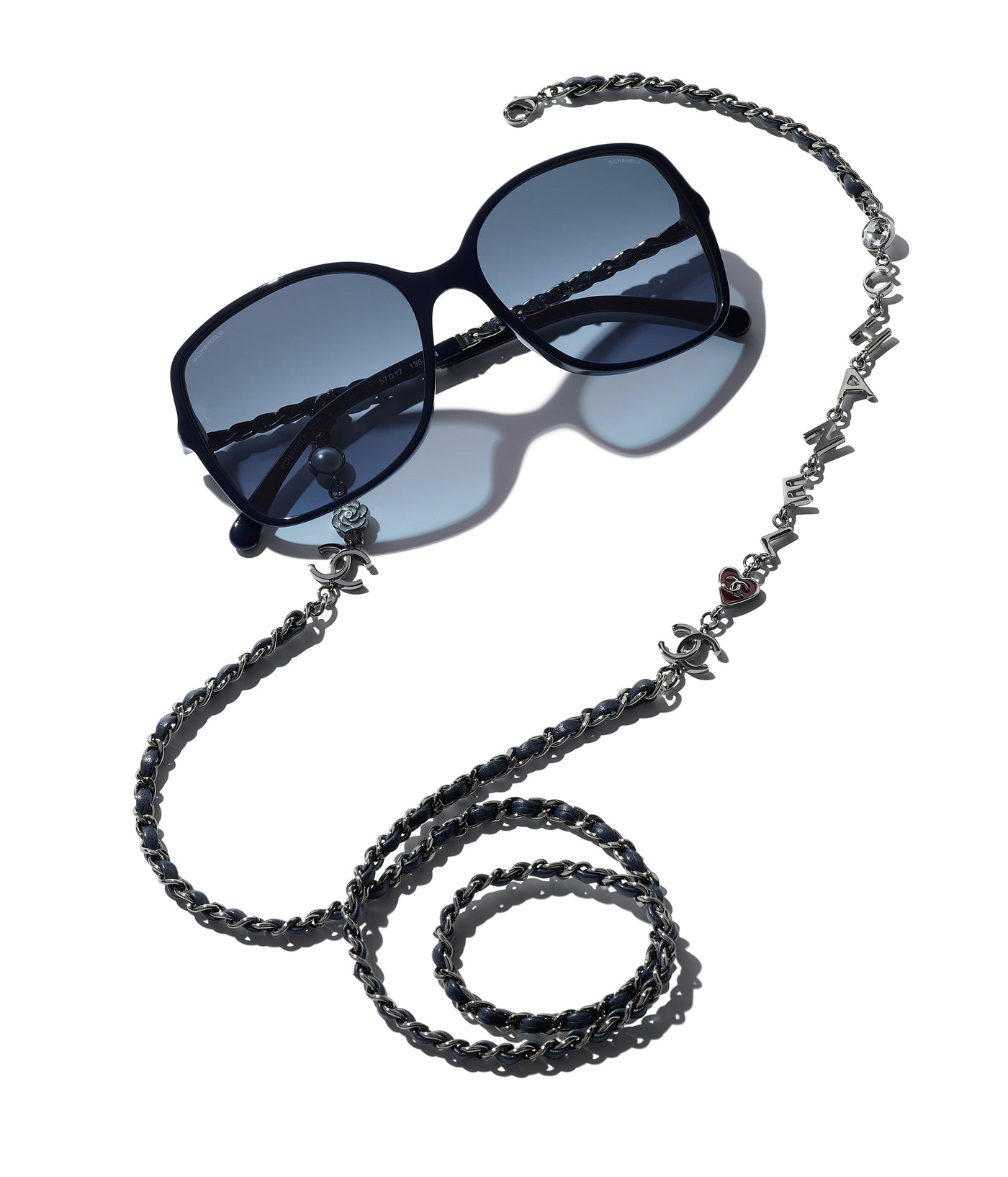 CHANEL 5210Q Square Acetate & Lambskin Sunglasses