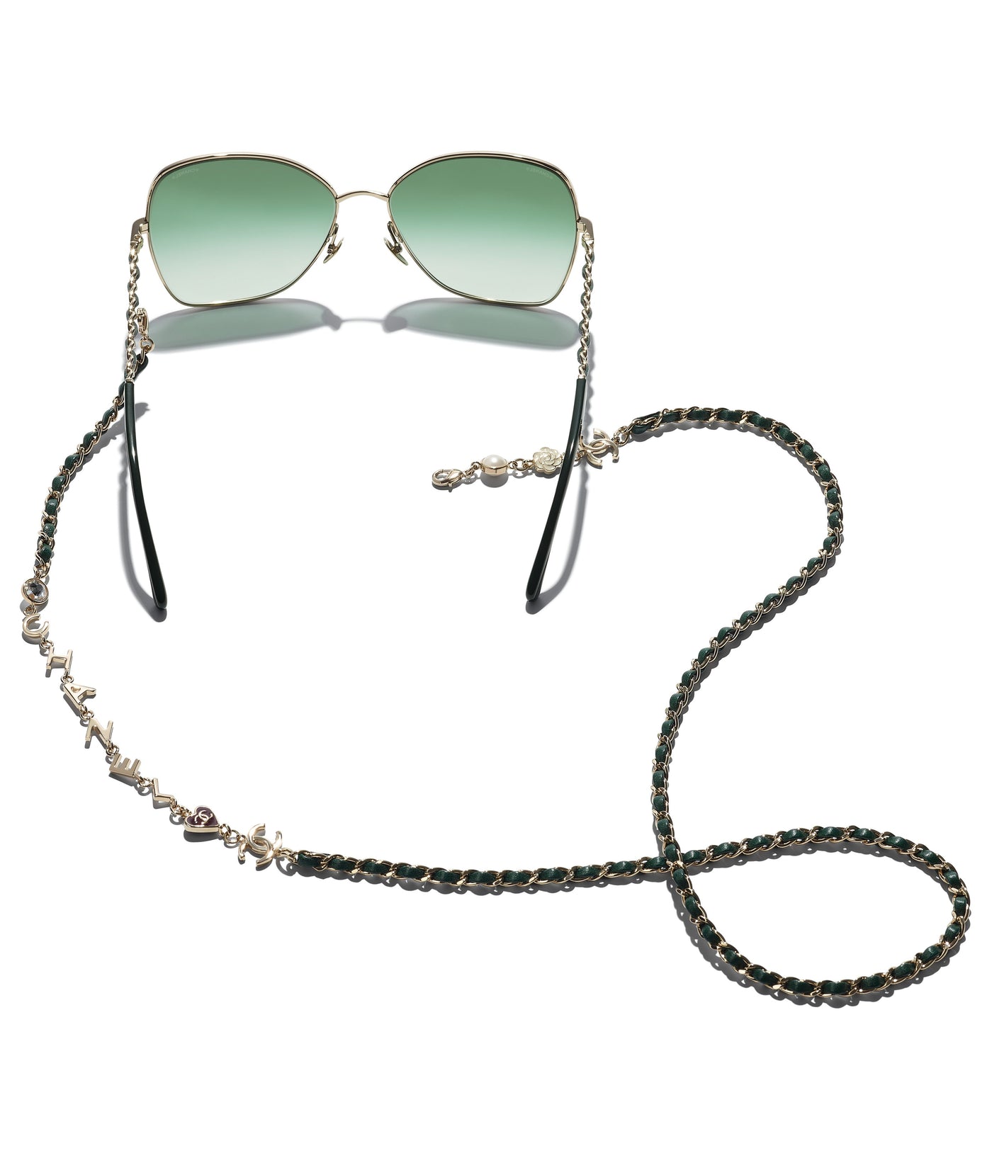 CHANEL 4274Q Butterfly Metal & Calfskin Sunglasses